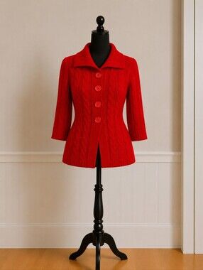 🛍 Carol Rose Red Cable Knit Sweater